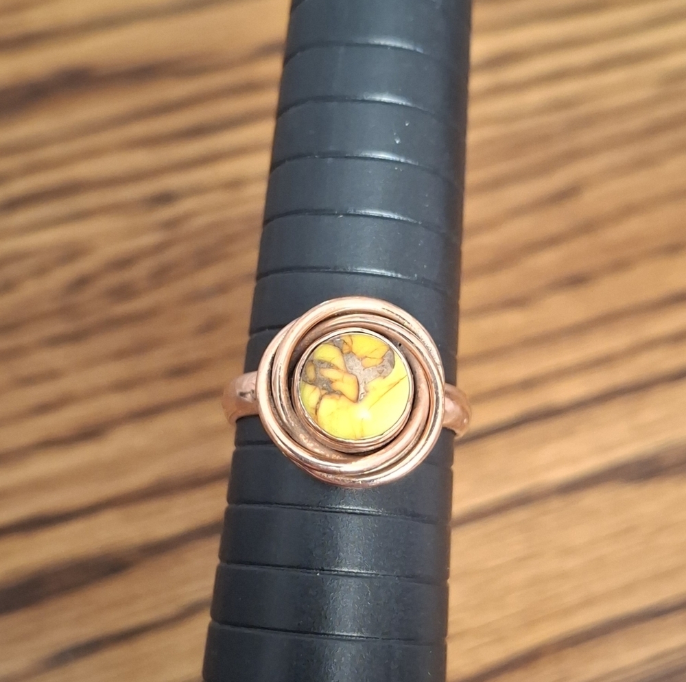 Ring Honey Rose Dahlia Natural Stone Copper Size 7.5